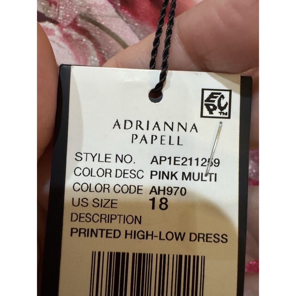 NWT Adrianna Papell One Shoulder Floral High Low Dress Pink Size 18 $199 - Picture 6 of 11